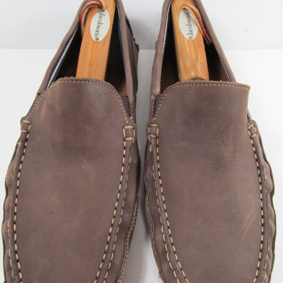 Clarks Mens Brown Leather Moc Toe Driving Loafers main image 4